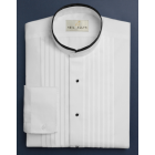 Neil Allyn 1/2" Pleated Banded Collar Black Trim Tuxedo Shirt